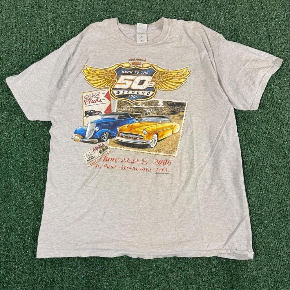 Vintage 2006 MSRA Back to the 50s Weekend T-Shirt XL Grey Gildan Car Graphic